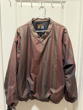 Vintage Striped Pullover Windbreaker - Multicolor